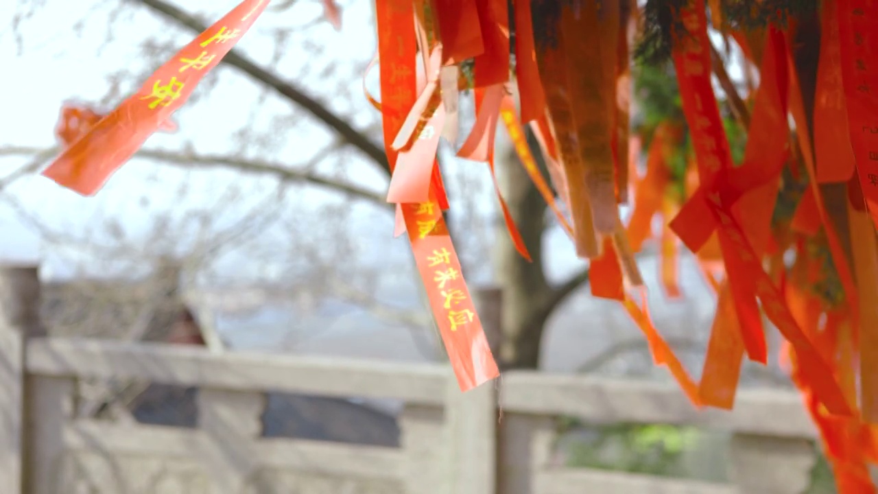 祈福布条，许愿牌子视频素材