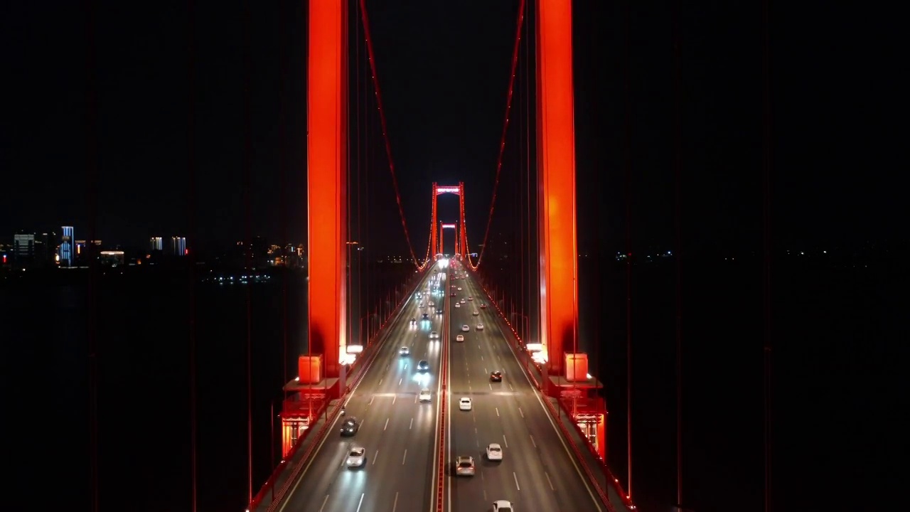 湖北武汉鹦鹉洲大桥夜景视频素材