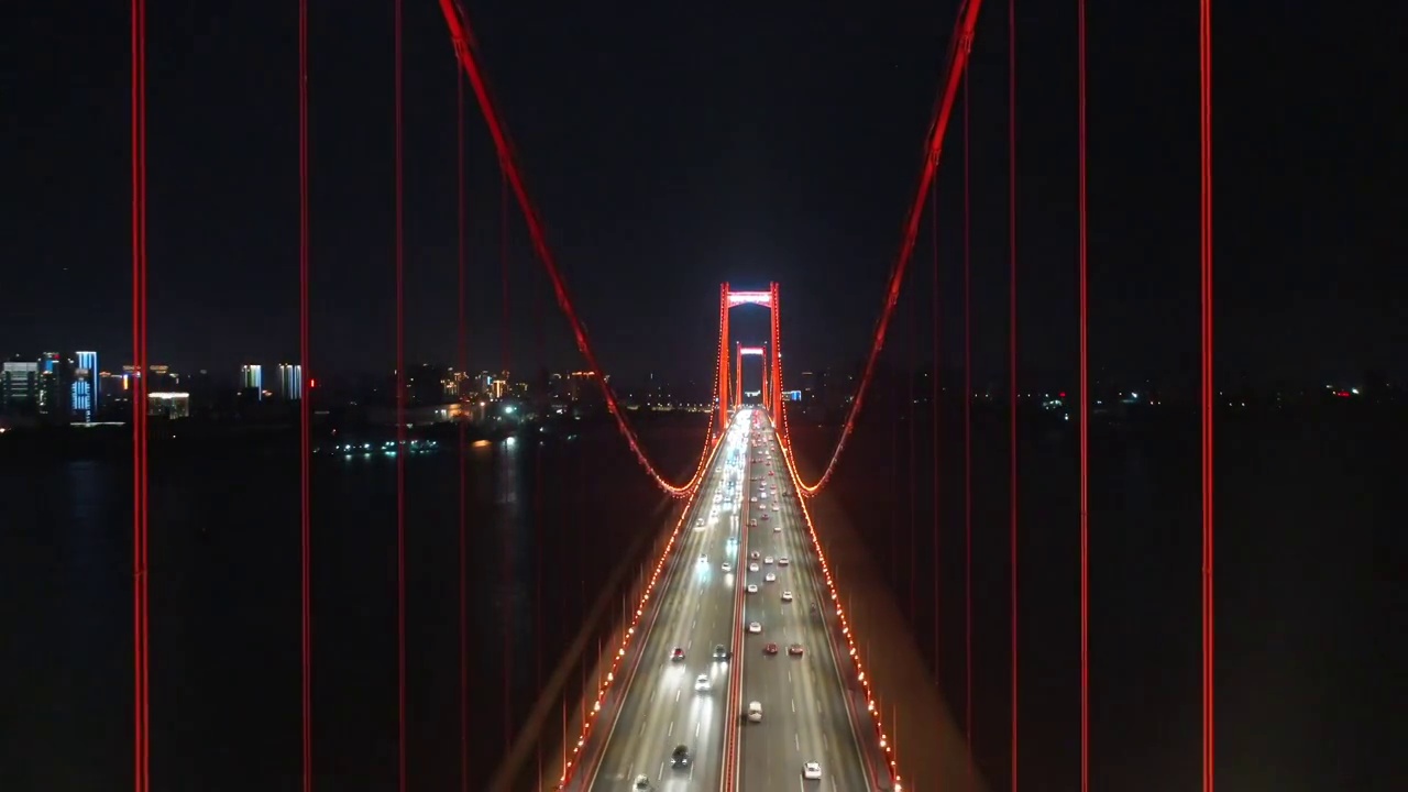 湖北武汉鹦鹉洲大桥夜景视频素材