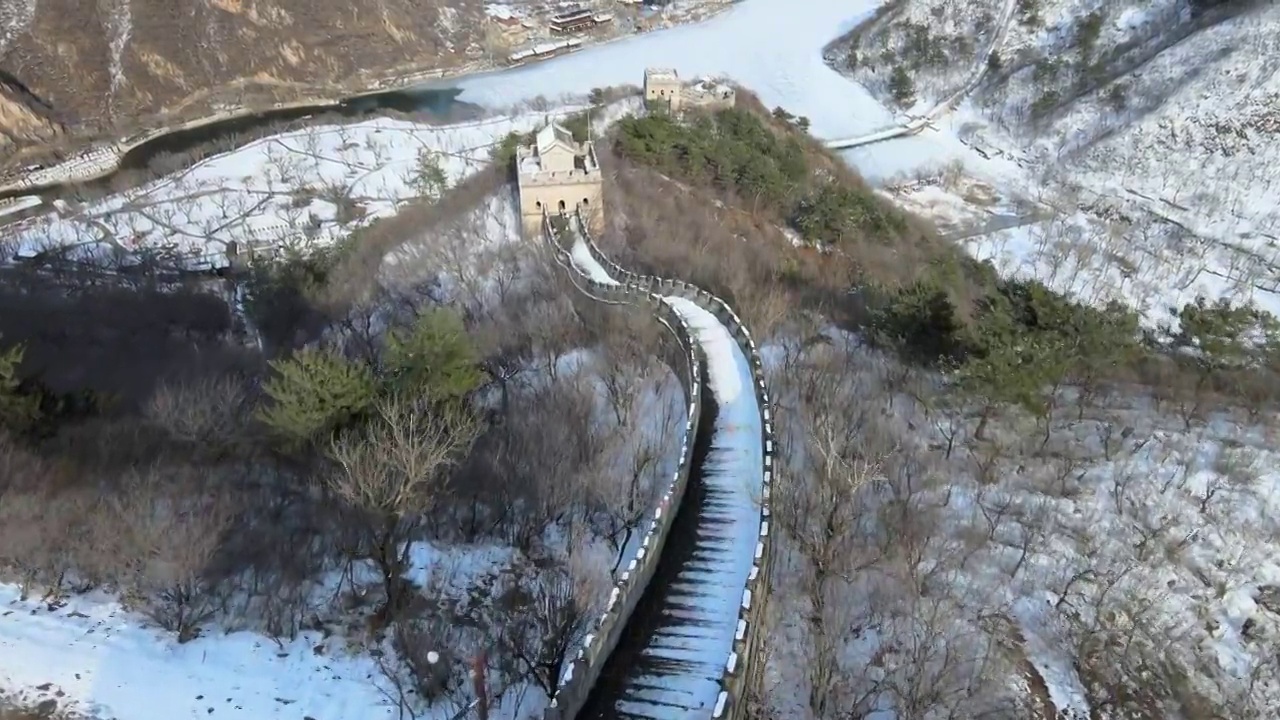 雪后天晴水长城视频素材