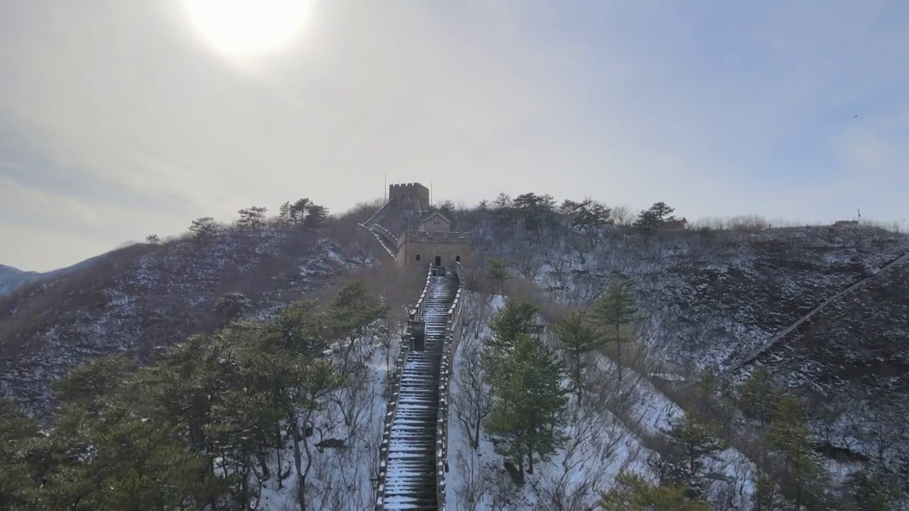 雪后天晴水长城视频素材