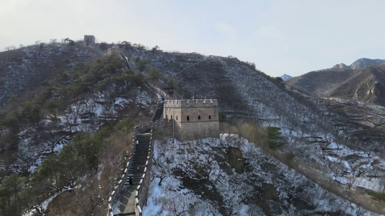 雪后天晴水长城视频素材