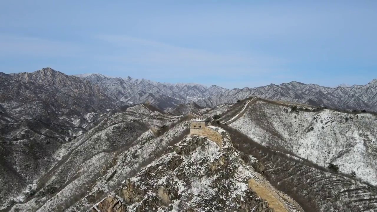 雪后天晴水长城视频素材