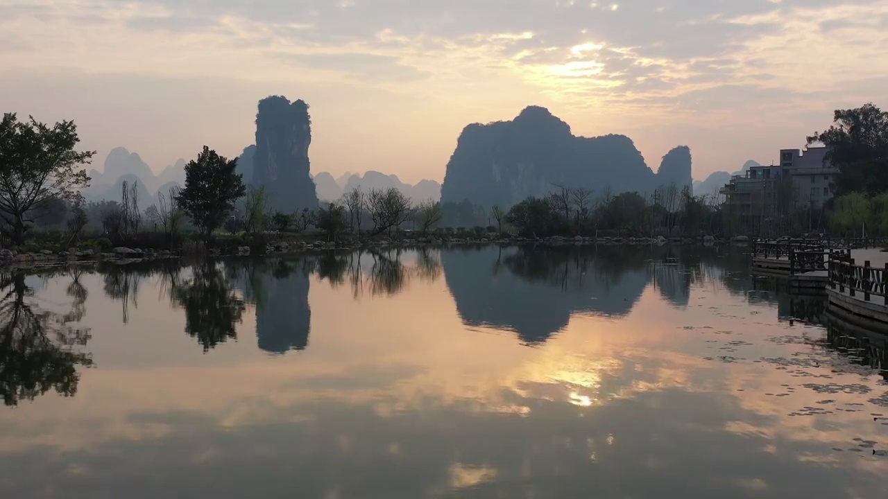 航拍桂林阳朔遇龙河视频素材