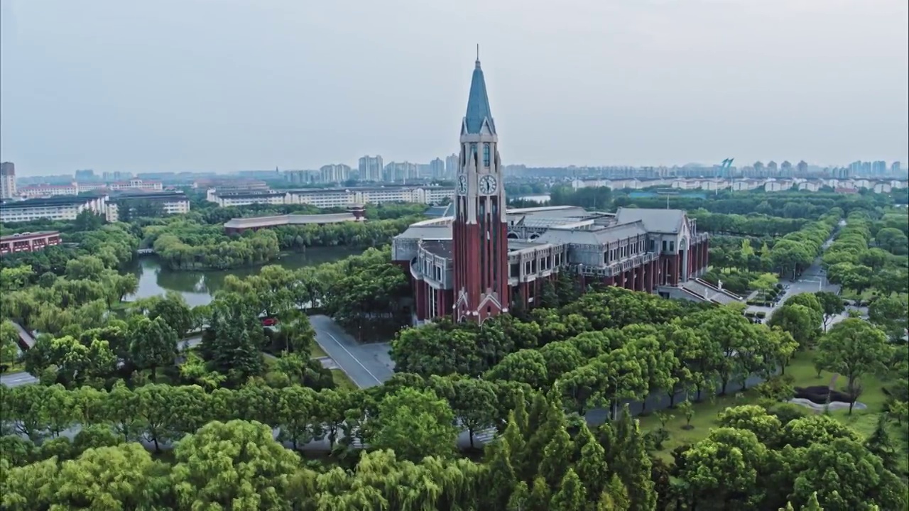 航拍上海华东政法大学松江校区视频素材