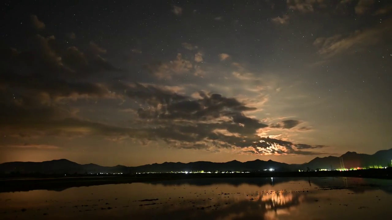 午夜霞光延时视频素材