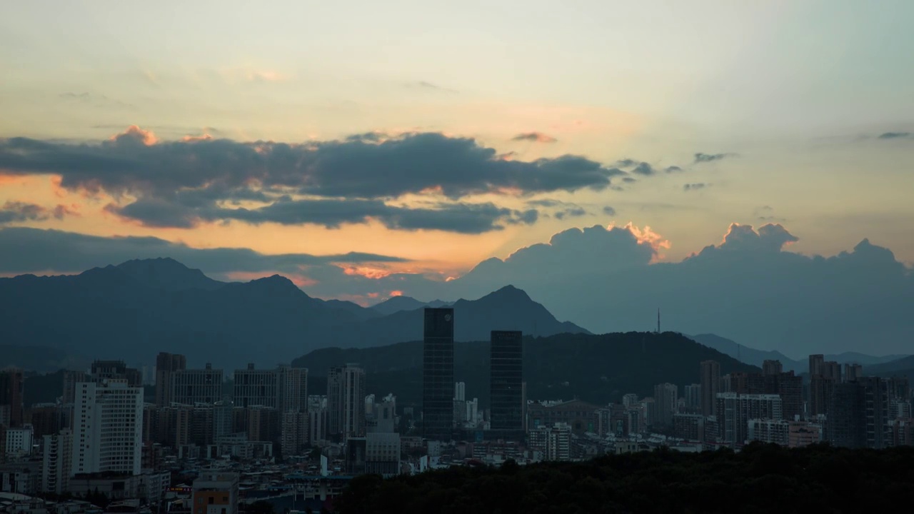 福建省,龙岩市,城市风光,日出,日落视频素材