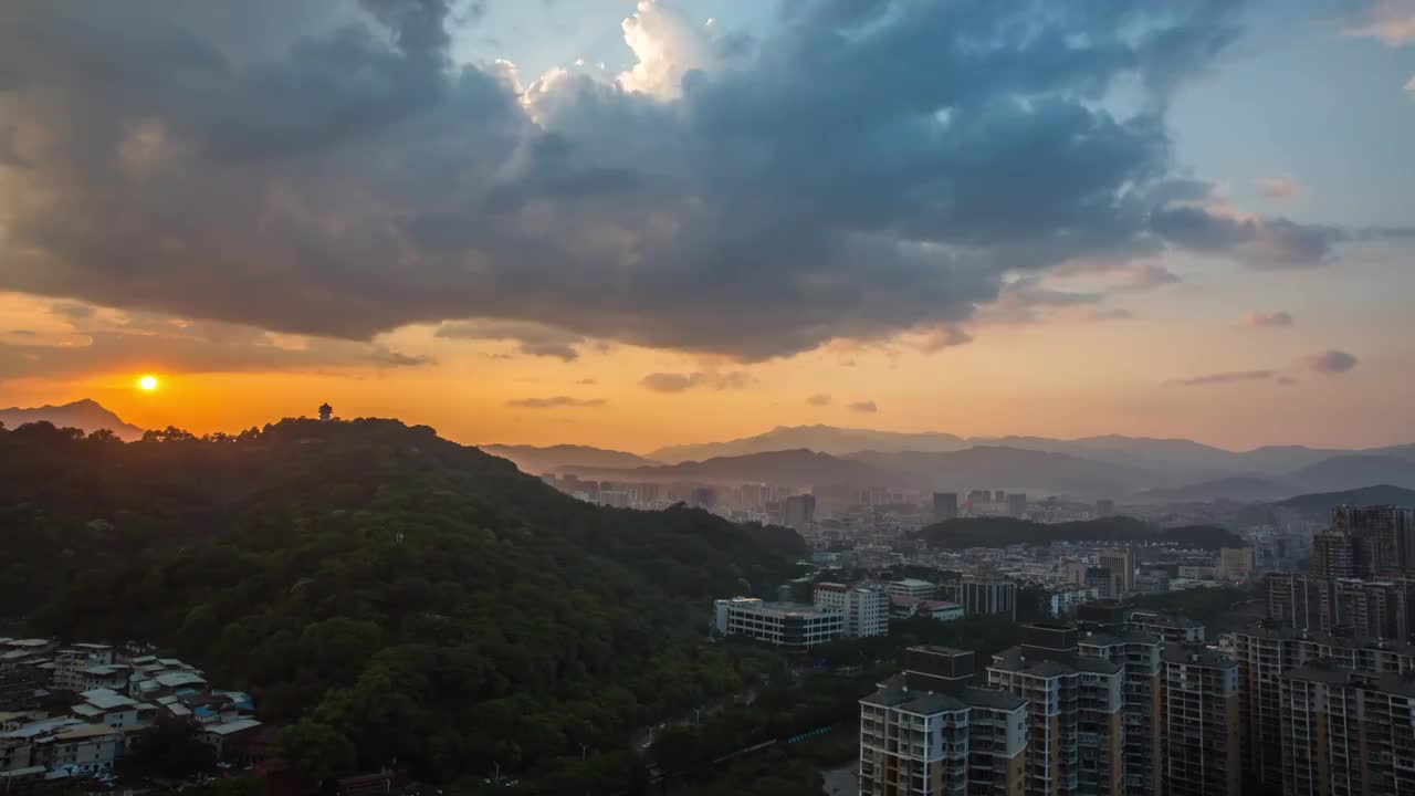 福建省,龙岩市,城市风光,日出,日落视频素材