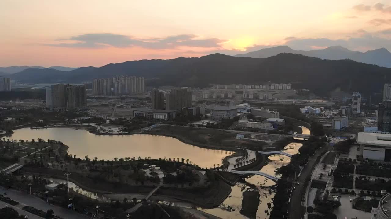 福建省,龙岩市,城市风光,日出,日落视频素材