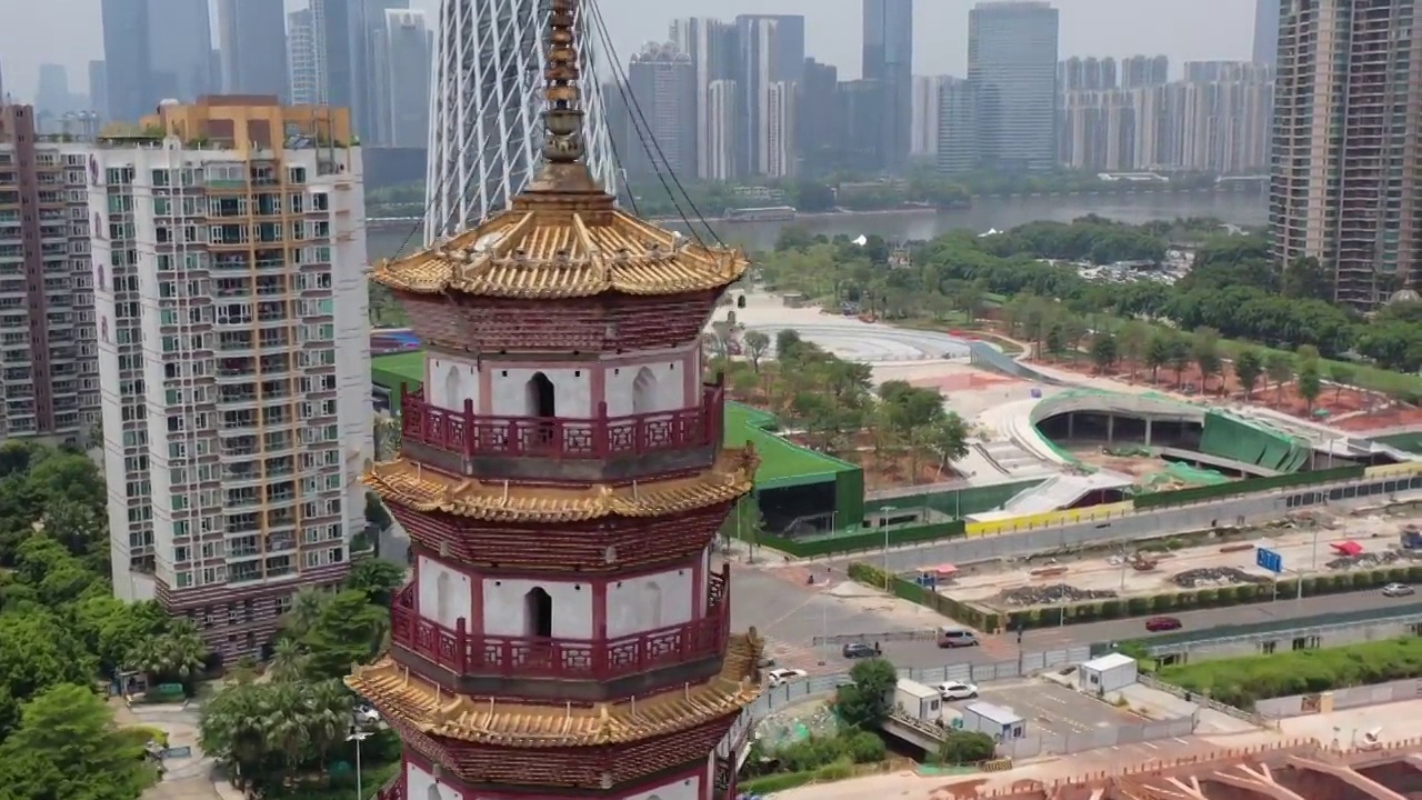 航拍广州塔旅游观光建筑城市风光视频素材