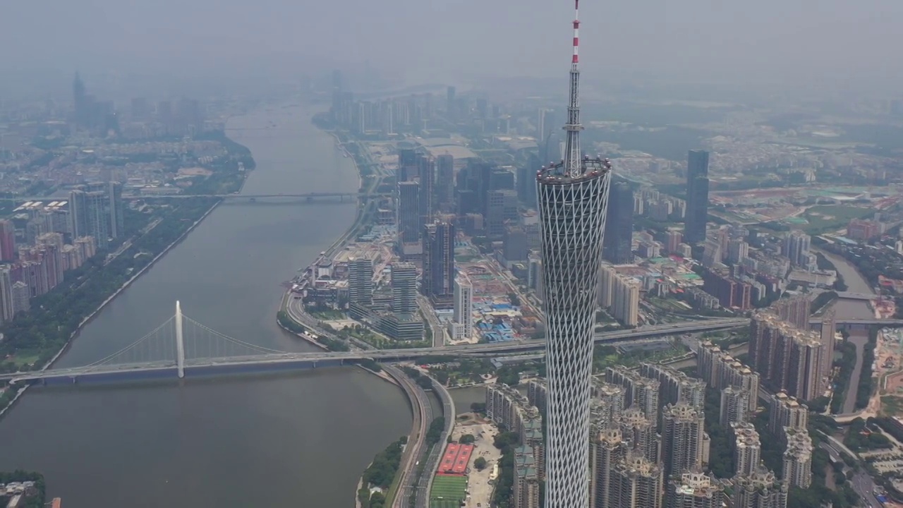 航拍广州塔旅游观光建筑城市风光视频素材