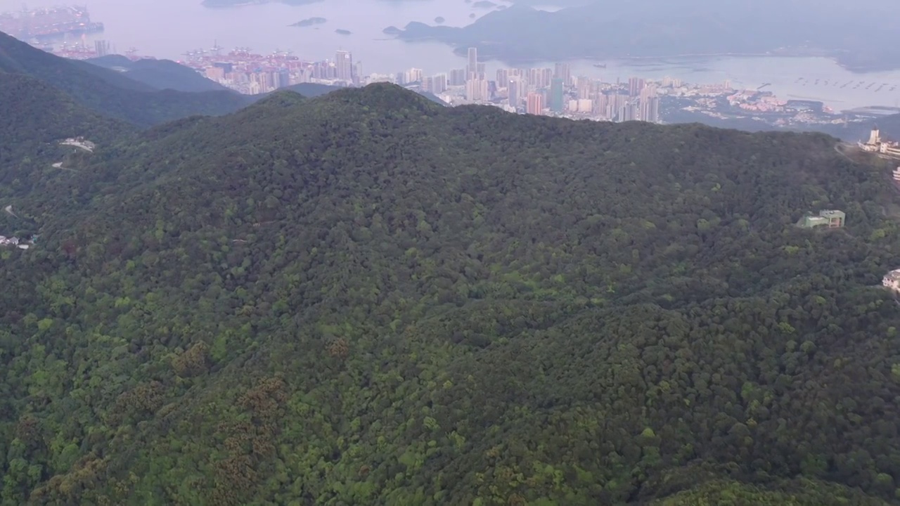 航拍深圳城市风光日落晚霞城市湖泊视频素材