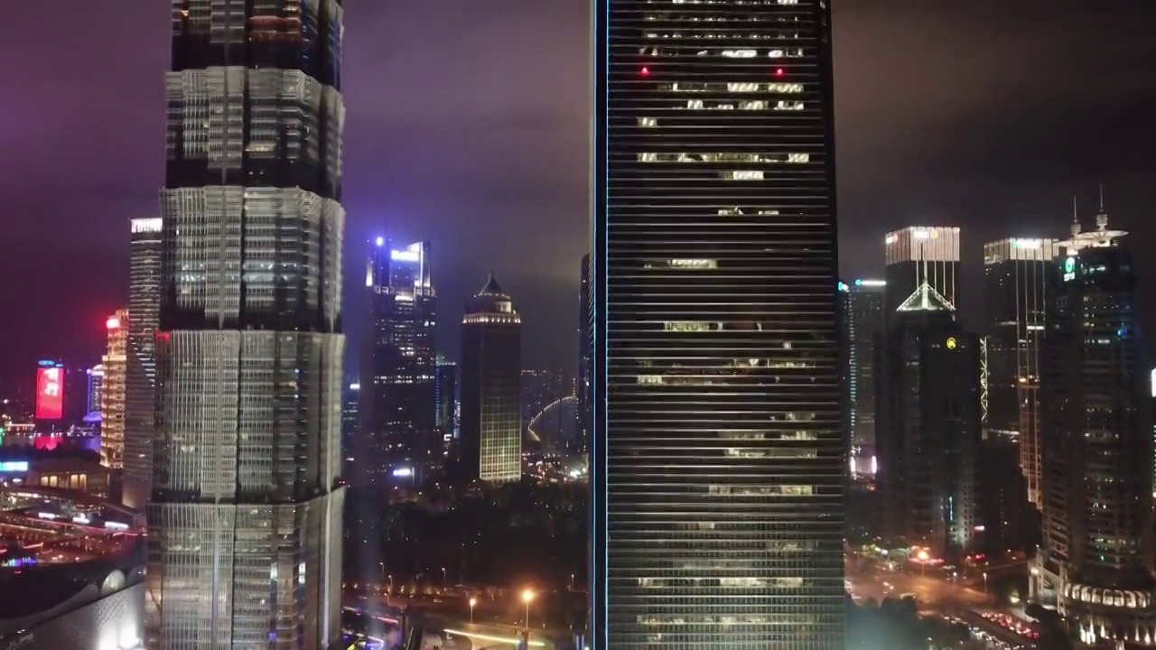 上海陆家嘴平流雾城市建筑夜景视频素材