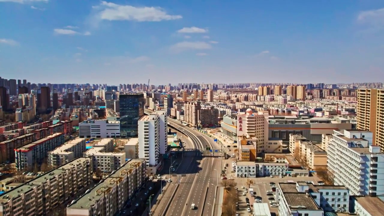 中国辽宁沈阳皇姑区崇山路一环城市风景航拍视频素材