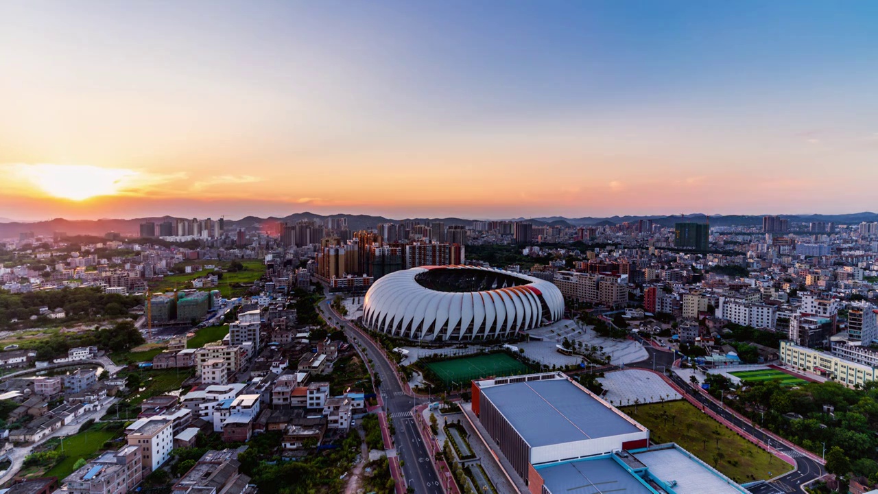 五华县城日转夜延时，日落，夜景视频素材