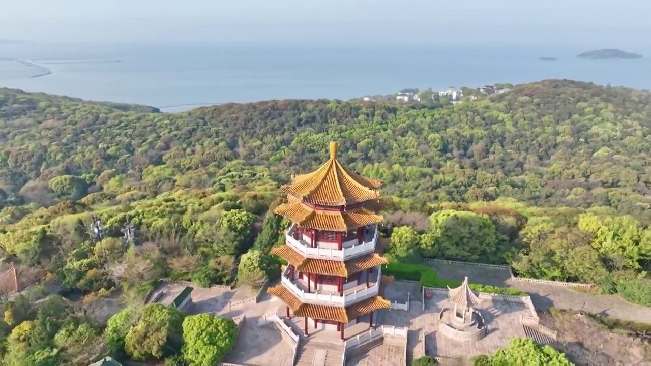 太湖鼋头渚风景区 鹿顶山俯瞰视频素材