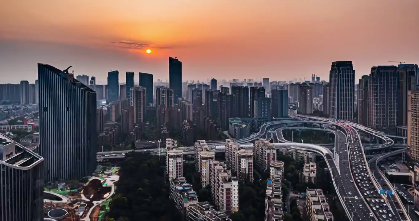 武汉雄楚高架桥日落夜景视频素材