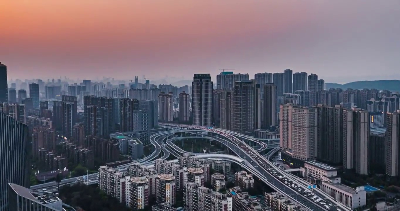 武汉雄楚高架桥日落夜景视频素材