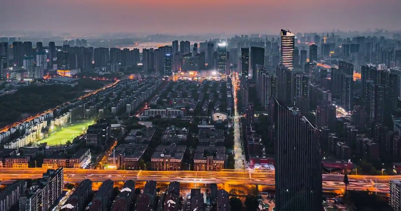 武汉雄楚高架桥日落夜景视频素材