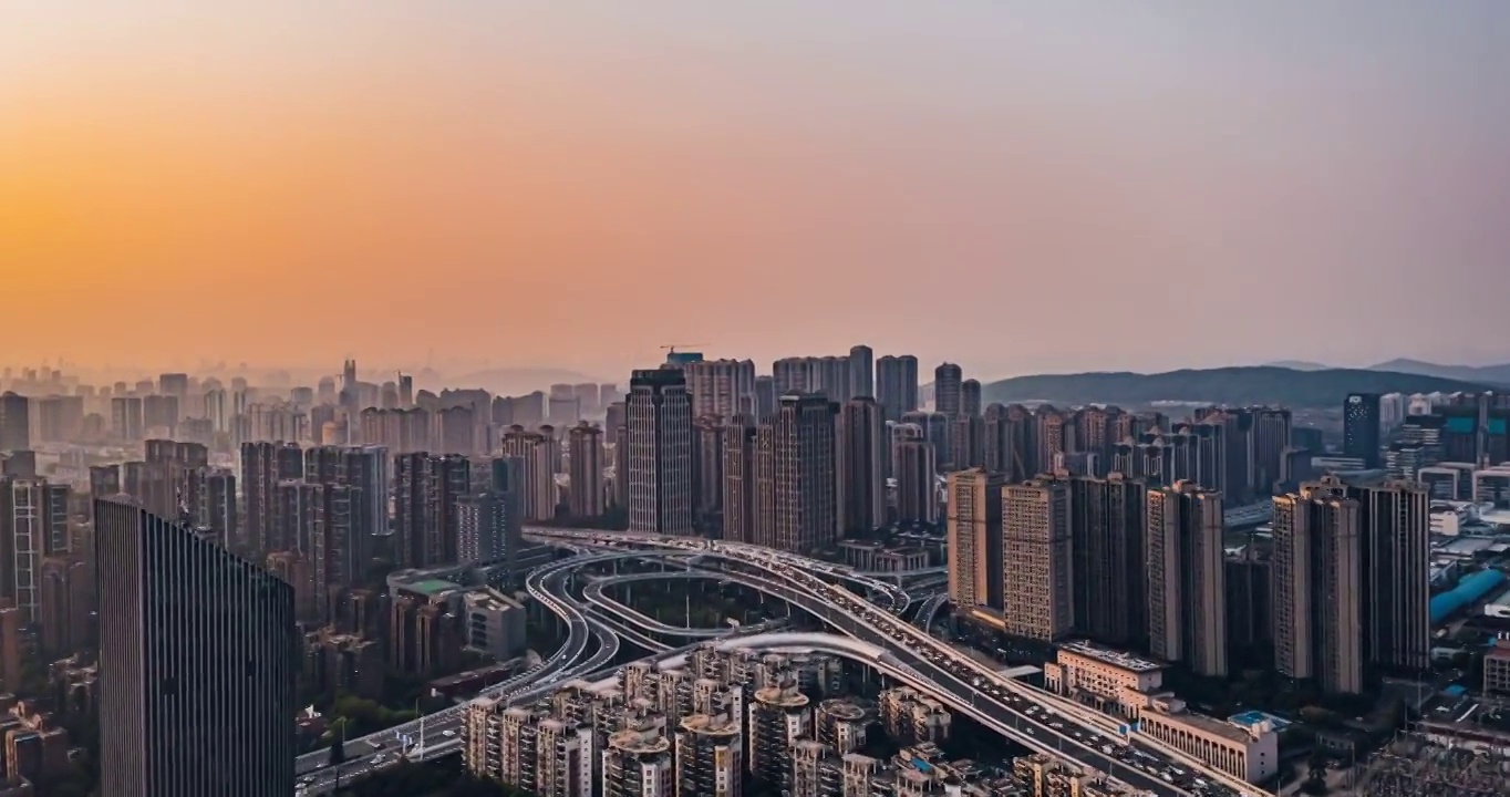 武汉雄楚高架桥日落夜景视频素材