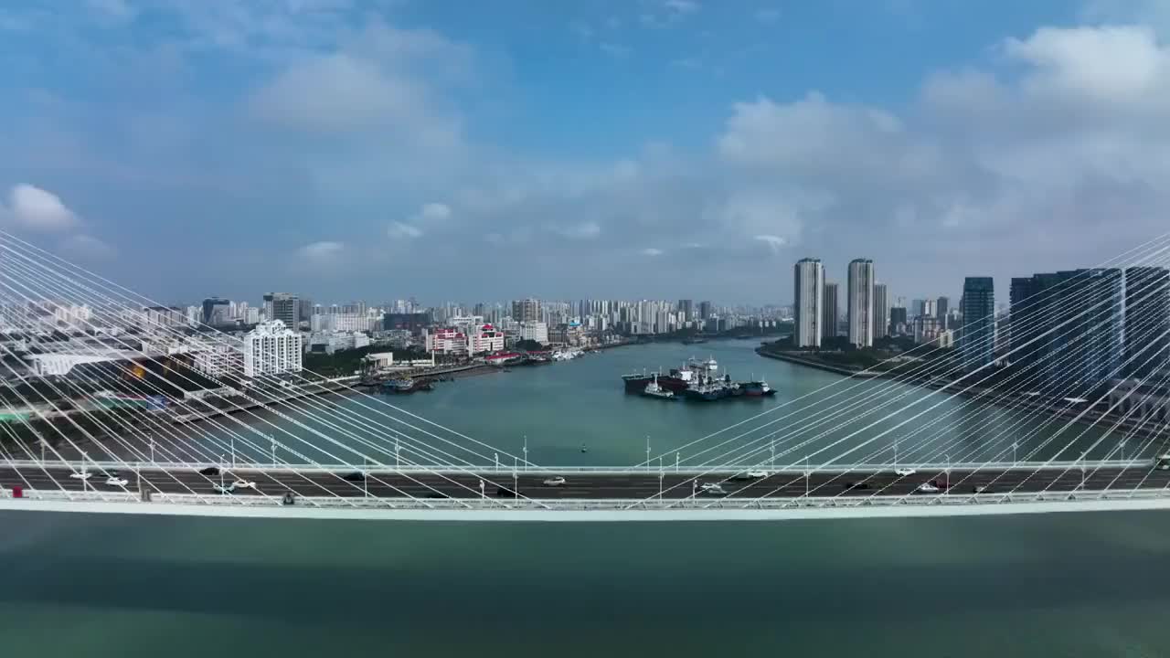 海南省海口市世纪大桥航拍视频素材