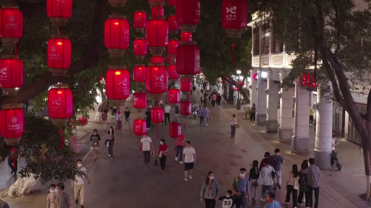 航拍广州市北京路夜景视频素材