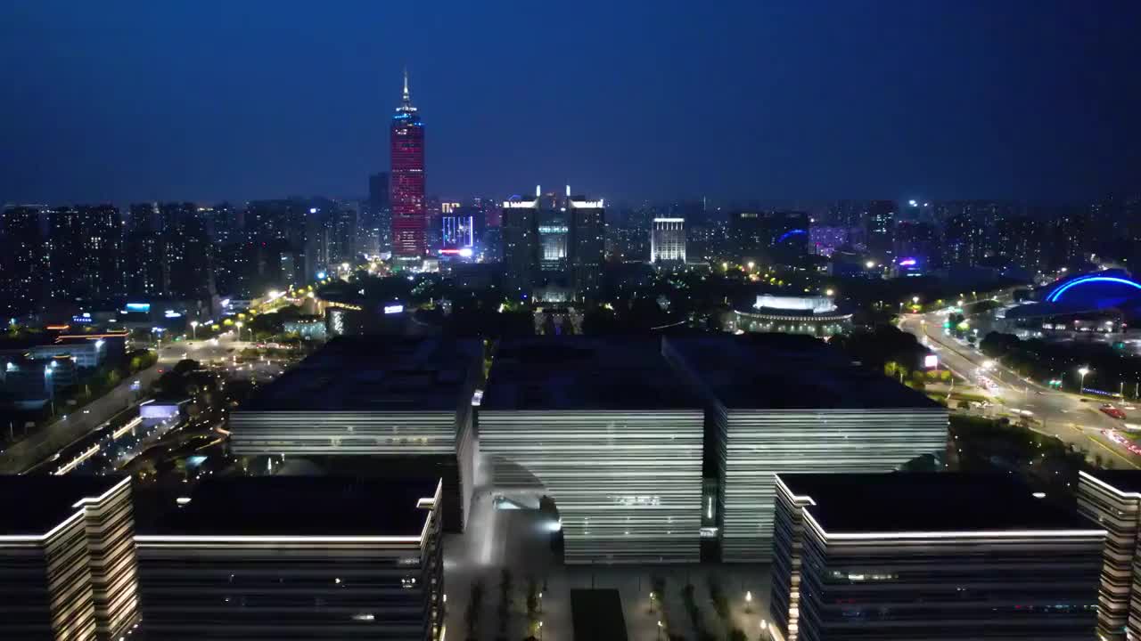 常州市中心-夜景航拍视频素材