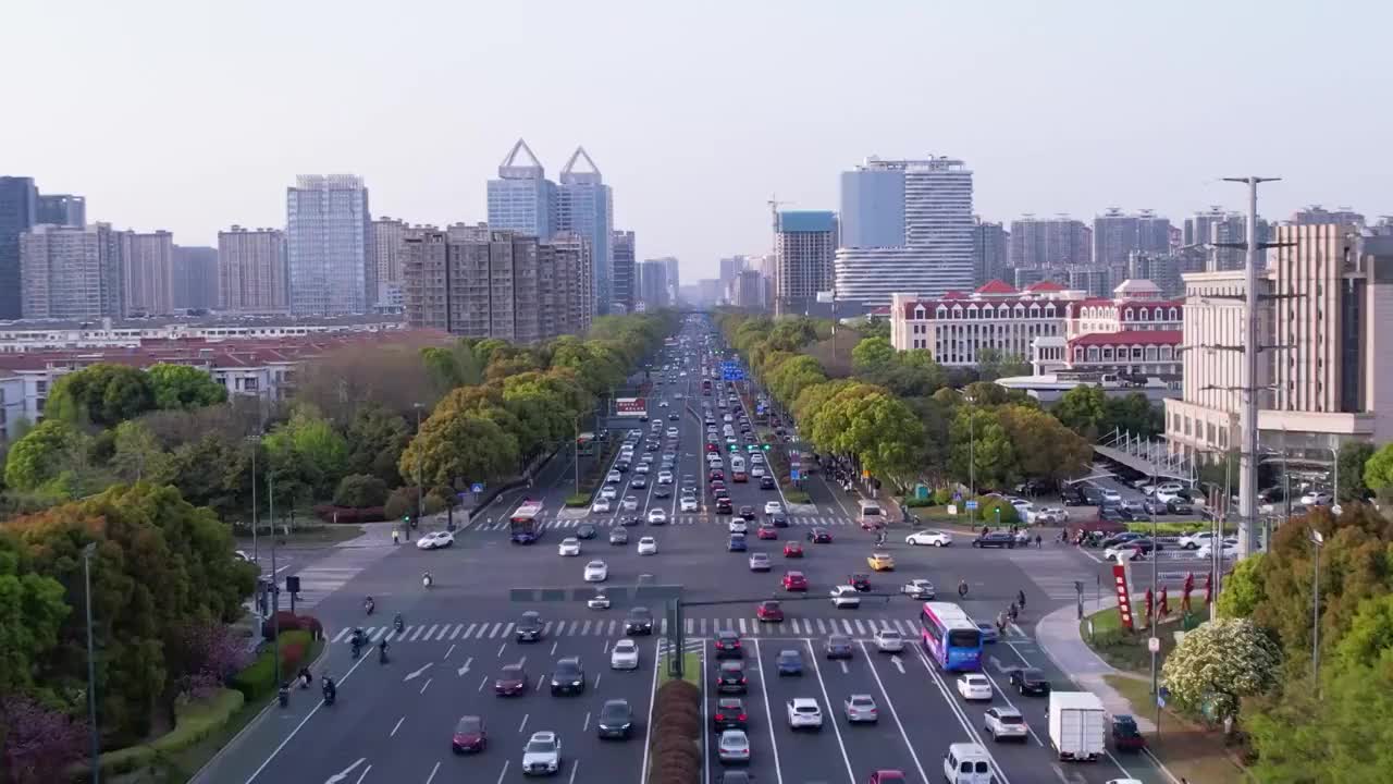 常州武进区道路航拍视频素材