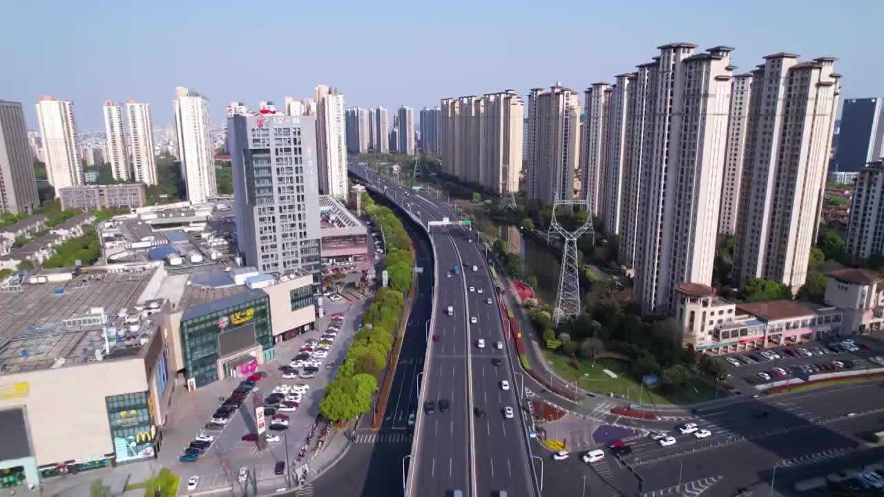 常州武进区道路航拍视频素材