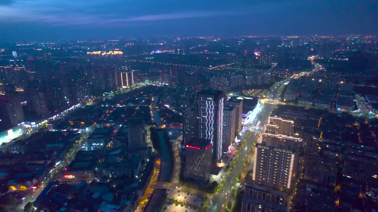 常州市武进区-夜景航拍视频素材