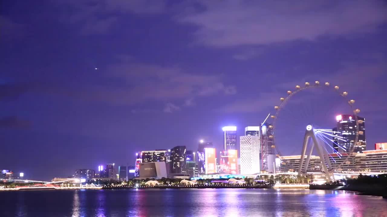 广东省深圳市前海片区夜景视频素材