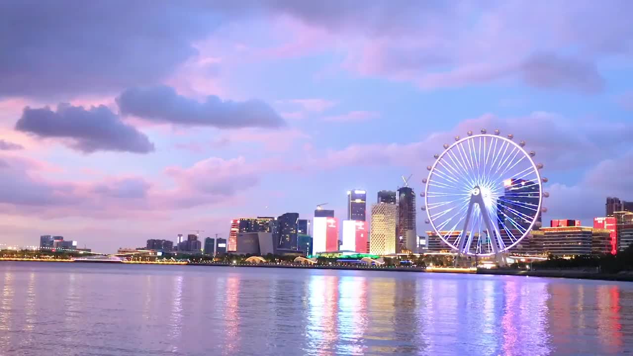 广东省深圳市前海片区夜景视频素材