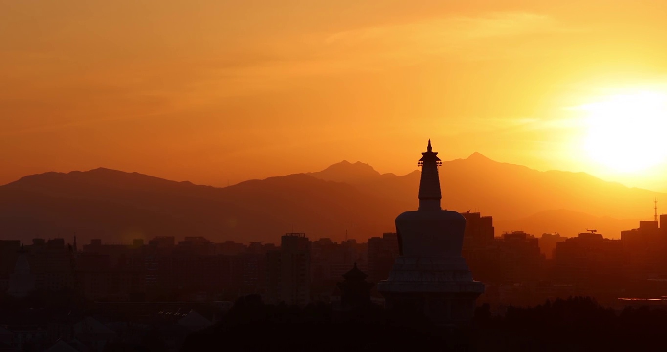 著名景点北海公园白塔视频素材