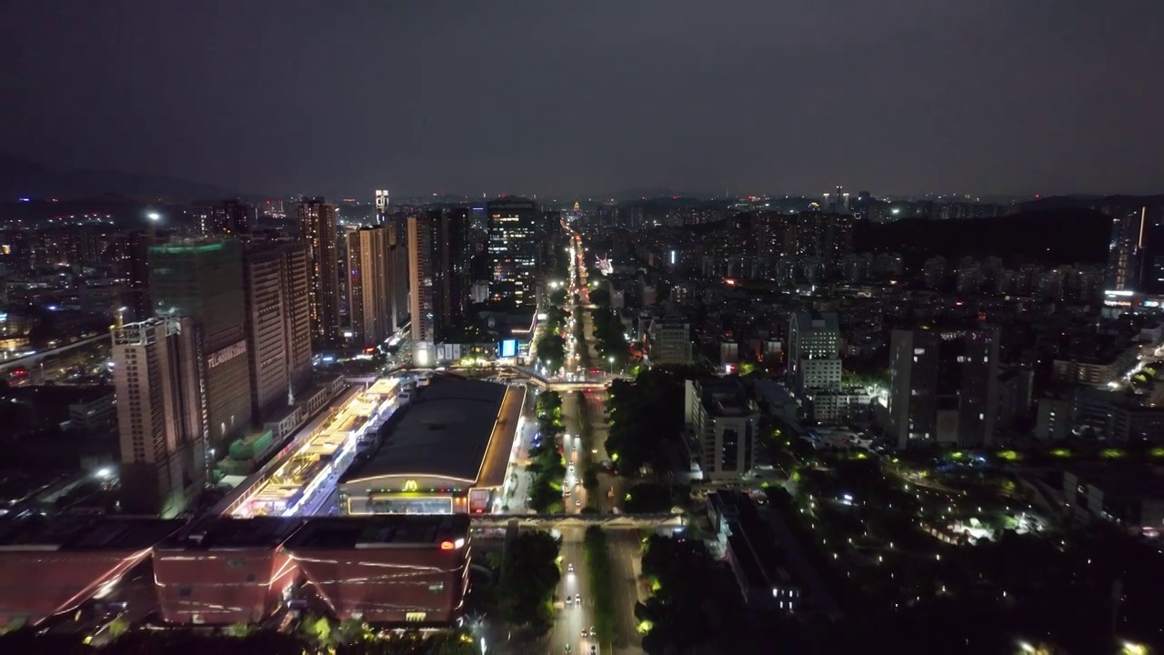 4K正版-航拍深圳龙翔大道夜景晚高峰车流视频素材