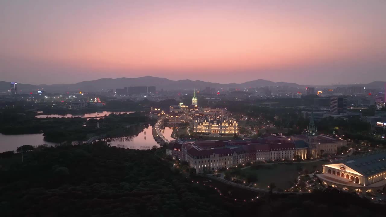 中国东莞松山湖华为风景航拍视频素材