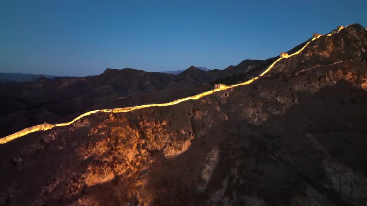 长城夜景超清航拍素材合集视频素材