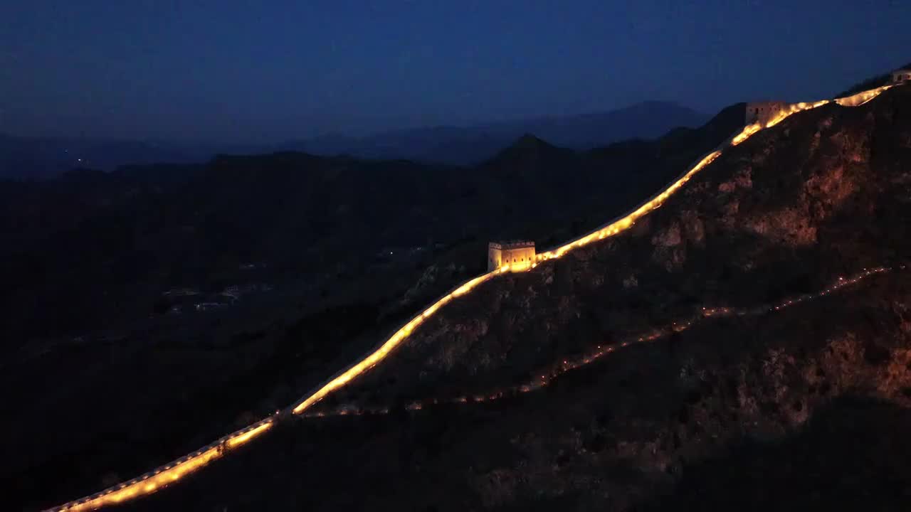 长城夜景超清航拍素材合集视频素材