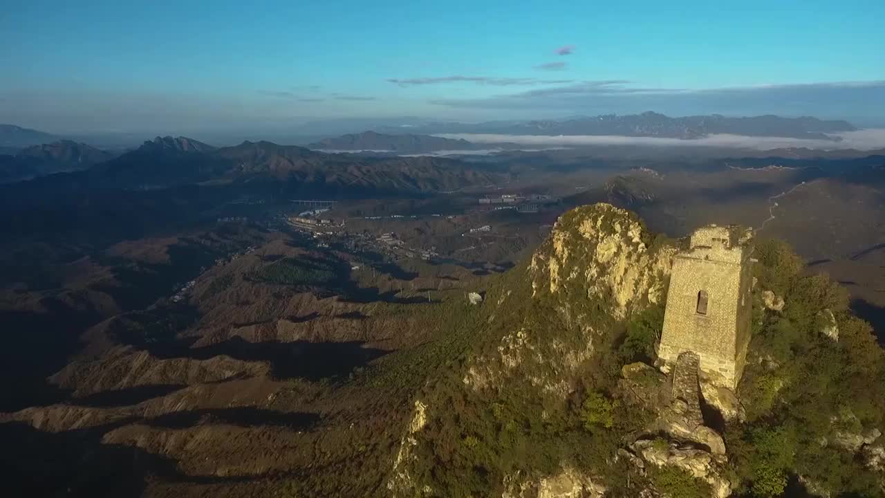 长城秋季烽火台建筑航拍特写合集视频素材