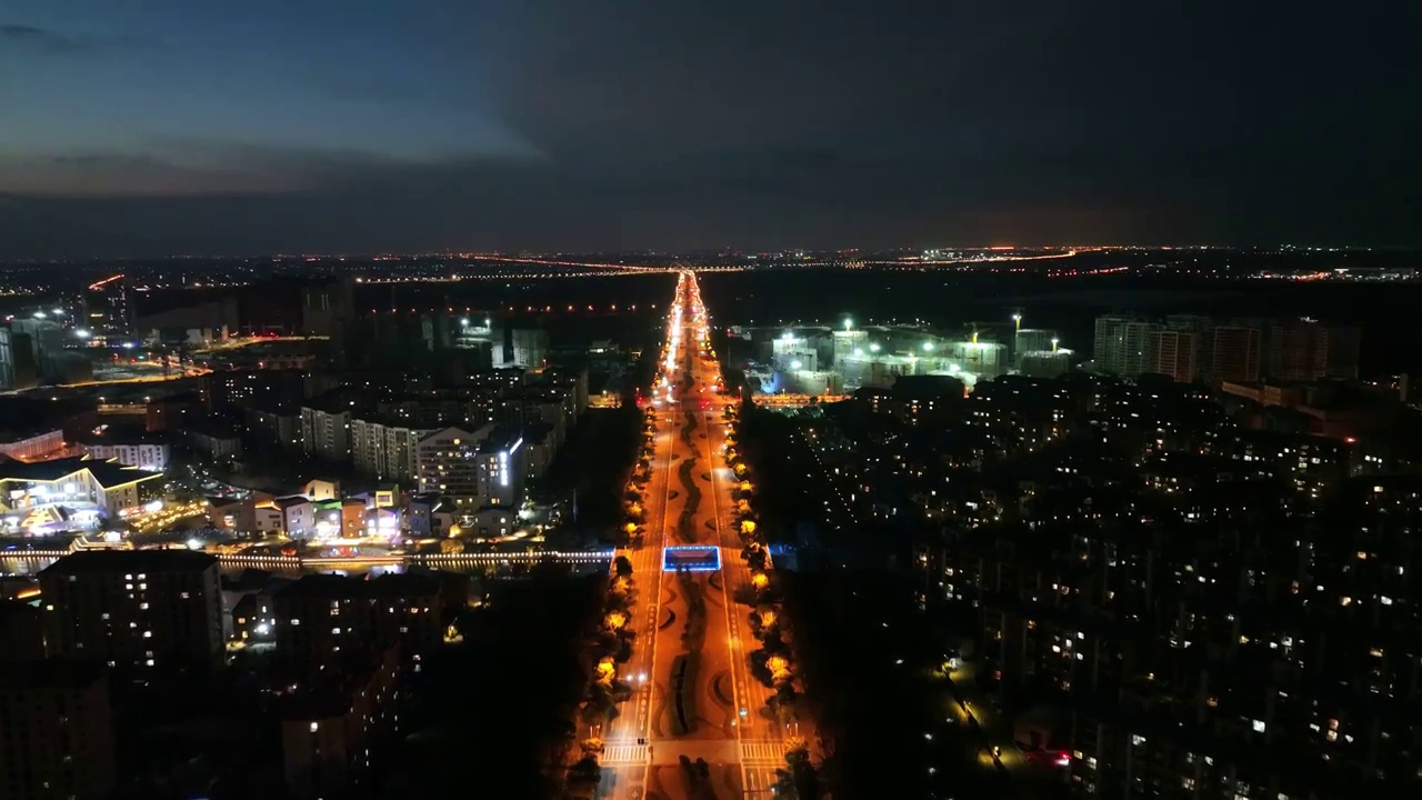 航拍上海临港新城夜景4k视频视频素材