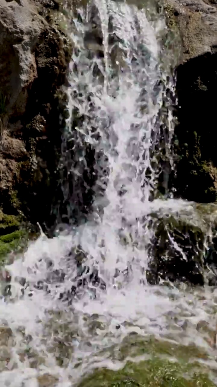 瀑布小溪流青苔生机流水潺潺升格展示视频素材