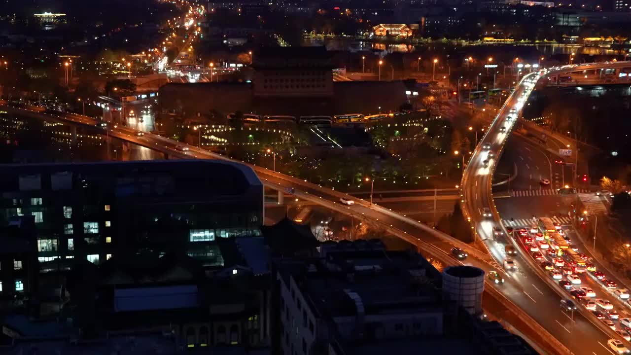 俯瞰德胜门夜景视频素材