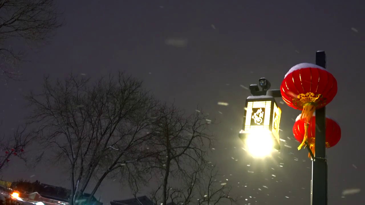 冬天北京后海胡同雪景视频素材