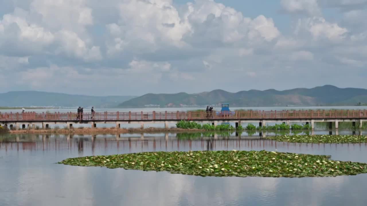 云南省红河州石屏县异龙湖风光视频素材