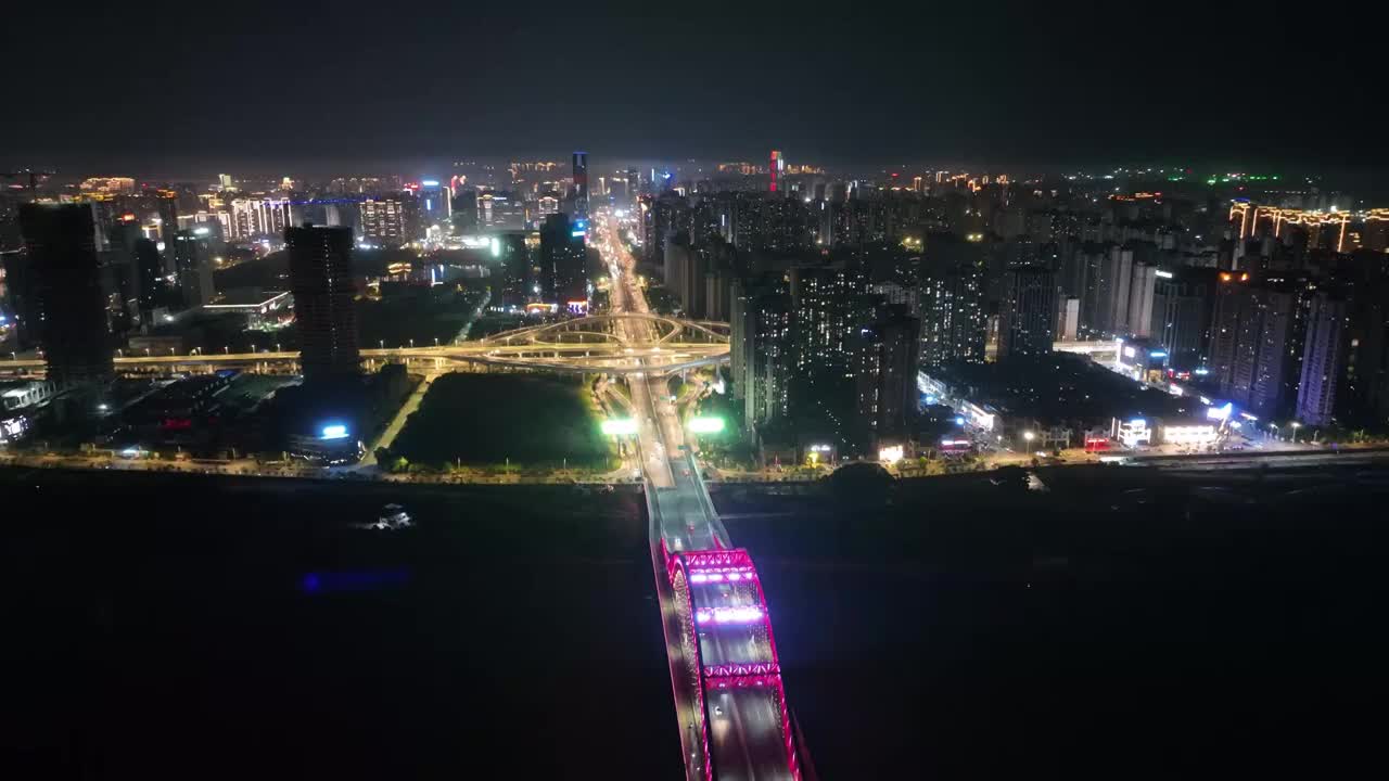 航拍赣州新世纪立交桥城市夜景视频素材