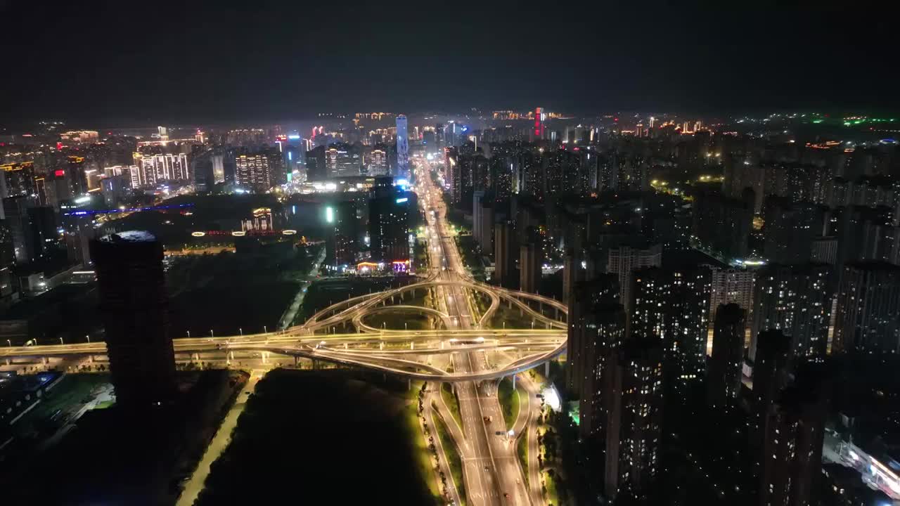 航拍赣州新世纪立交桥城市夜景视频素材