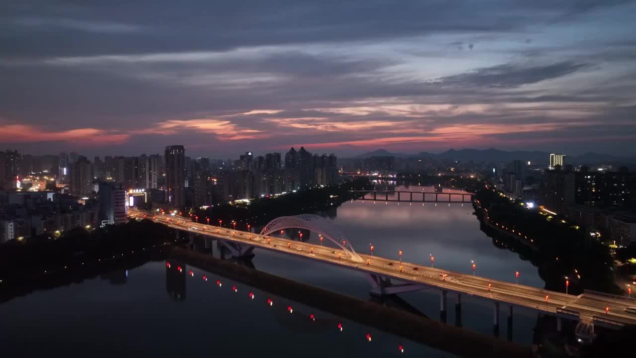 航拍赣州章江城市夜景视频素材