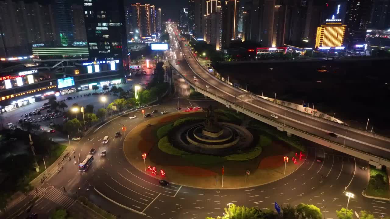 航拍赣州市中心城市夜景视频素材