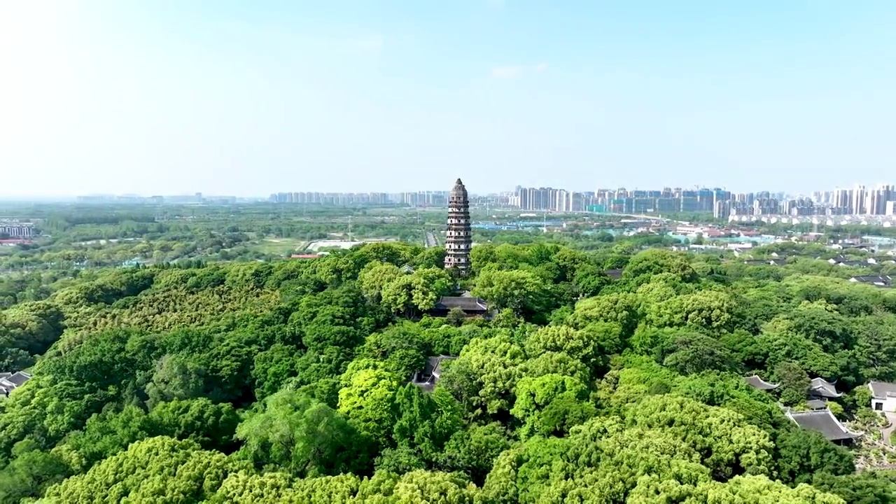 江苏苏州虎丘风景名胜区航拍视频素材