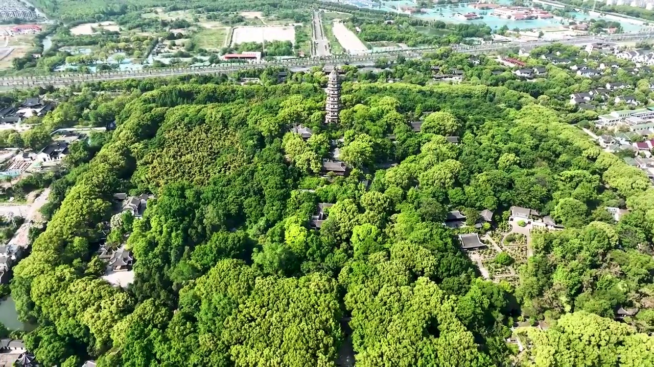 江苏苏州虎丘风景名胜区航拍视频素材