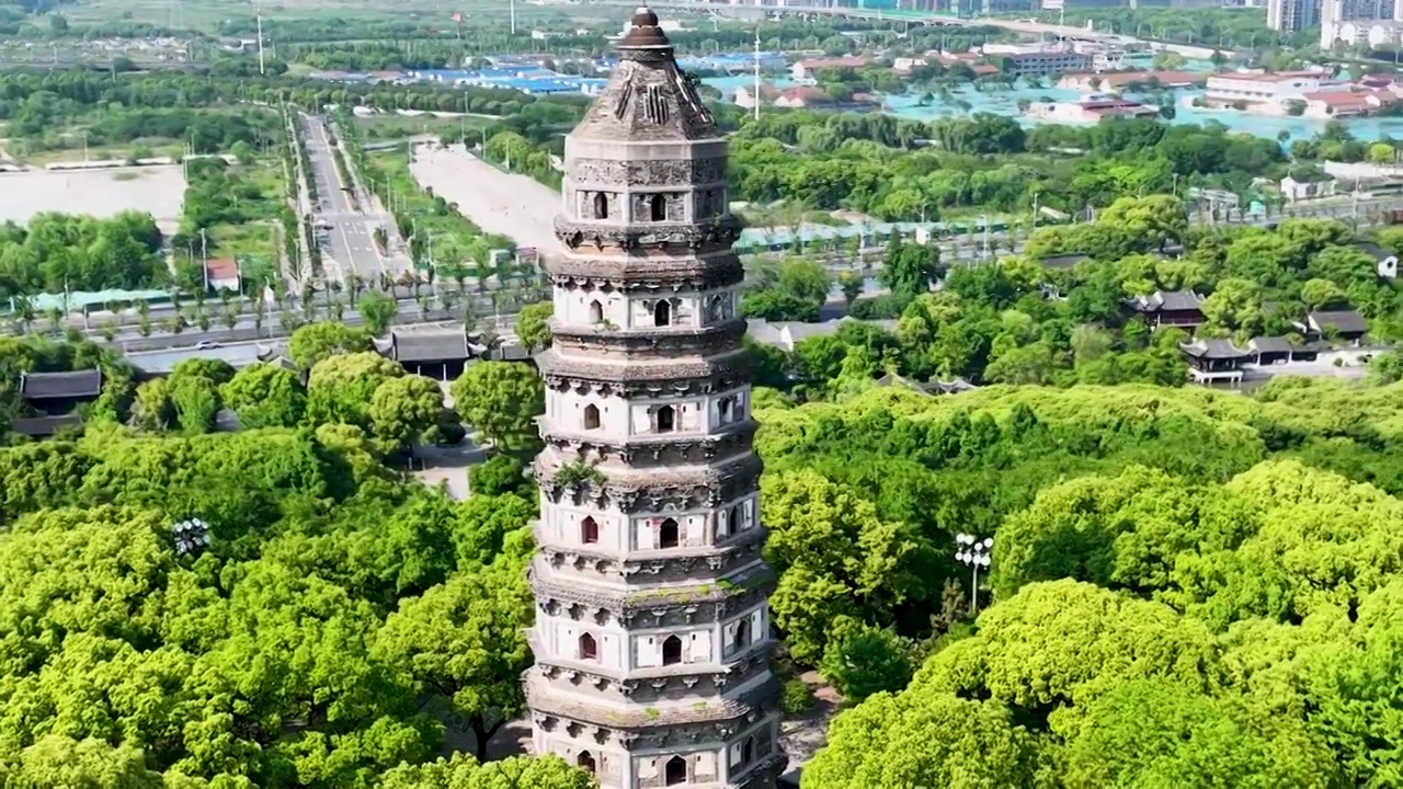 江苏苏州虎丘风景名胜区航拍视频素材